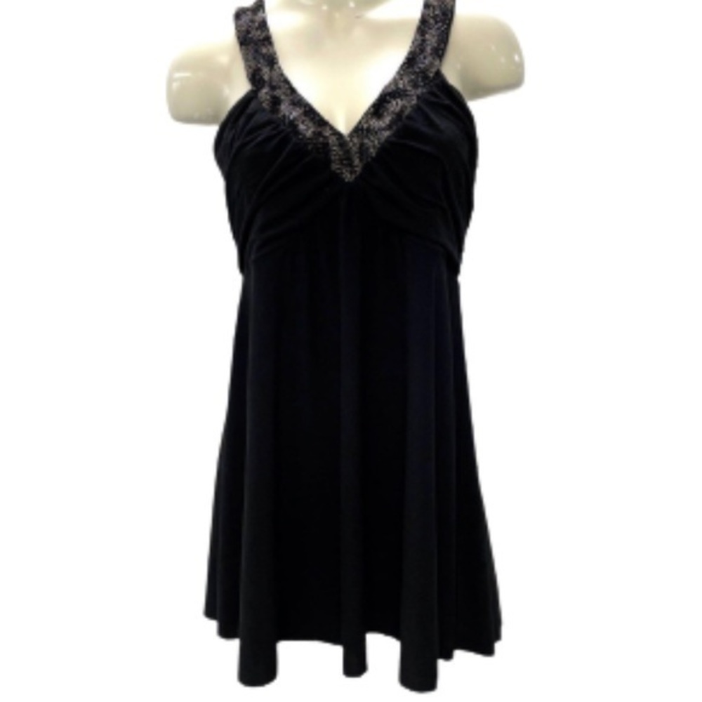 BCBGMAXAZRIA black sleeveless beaded neckline dress NWT size M
